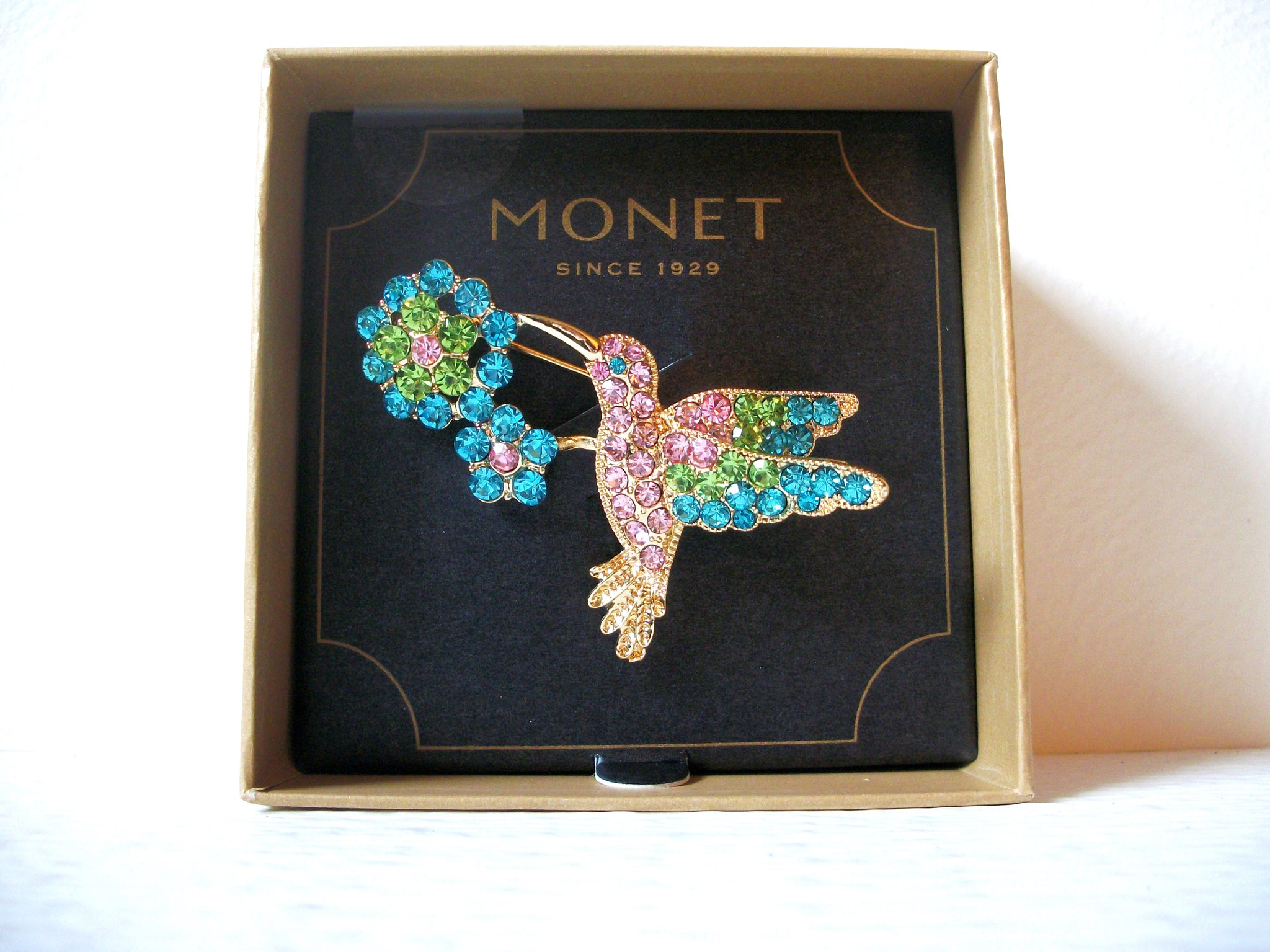 MONET Rhinestone Hummingbird Gift For Her Bird Pin 122220