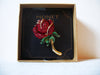 MONET Red Rhinestone Rose Gift For Her Flower Pin 122220