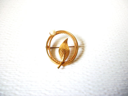 Gold Toned Pearl Vintage Brooch Pin 122220