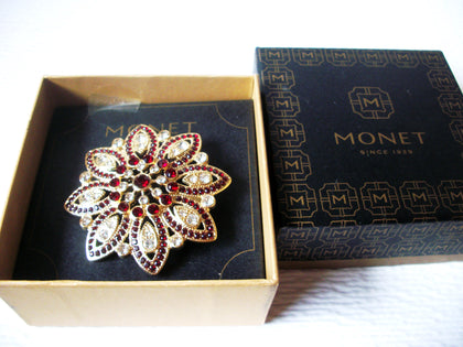 MONET Rhinestone Poinsettia Flower Gift For Her Brooch Pin 122220
