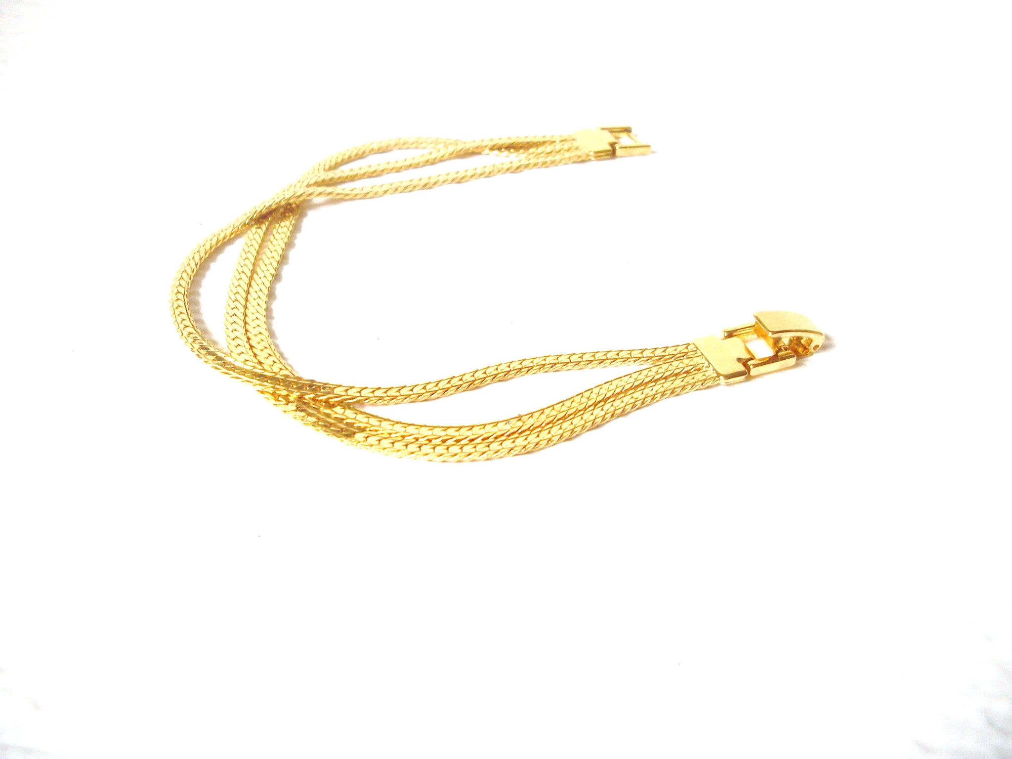 Gold Toned Three Row Vintage Bracelet 122220