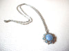 AVON Vintage Blue Moon Stone Iridescent Rhinestone Pendant Retro Necklace 122320