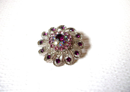 Amethyst Rose Aurora Borelias Rhinestone Flower Burst Brooch Pin 122320