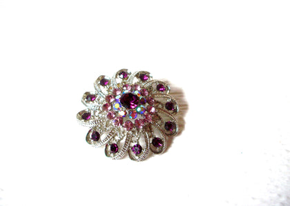 Amethyst Rose Aurora Borelias Rhinestone Flower Burst Brooch Pin 122320