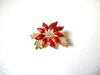 Christmas Poinsettia Clear Rhinestone Vintage Brooch Pin 122320