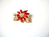 Christmas Poinsettia Clear Rhinestone Vintage Brooch Pin 122320
