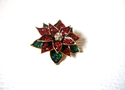 MONET Vintage Rhinestone Poinsettia Brooch Pin 122320