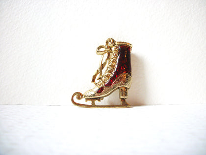 Christmas Ice Skating Shoe Vintage Brooch Pin 122320