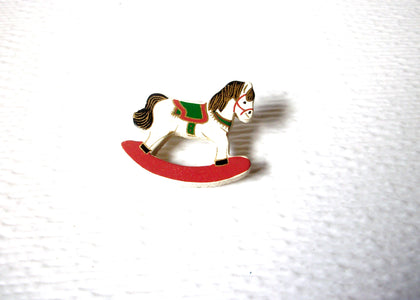 Vintage Hand Painted Rocking Horse Brooch Pin 122420