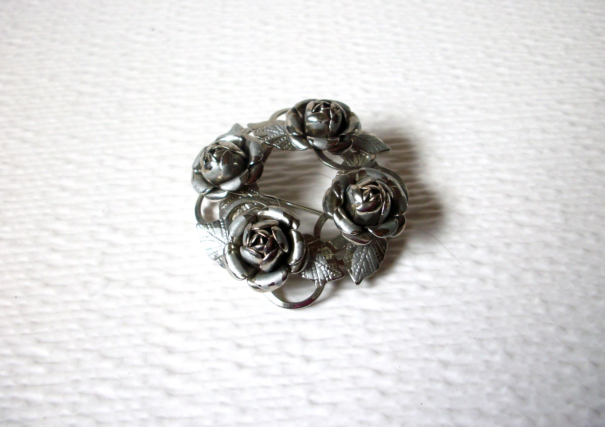 Vintage Silver Toned Brutalism Floral Flower Brooch Pin 122420