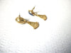 Scarab Dark Blue Fan Vintage Gold toned Earrings 122620