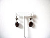 Retro Silver Toned Brown Acrylic Dangle Earrings 122420