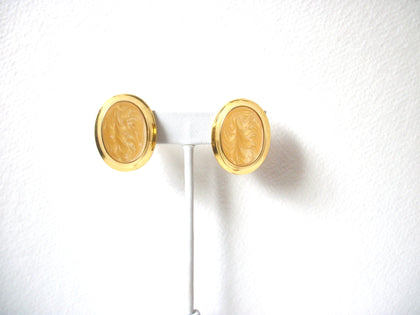 NAPIER Pale Orange Peach Oval Vintage Clip On Earrings 122420