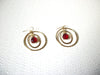 Gold Toned Red Glass Hoop Dangle Earrings 122420 Hand Made