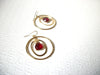 Gold Toned Red Glass Hoop Dangle Earrings 122420 Hand Made