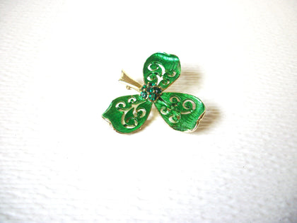 Shamrock Three Leaf Clover Rhinestone Brooch Pin 122520