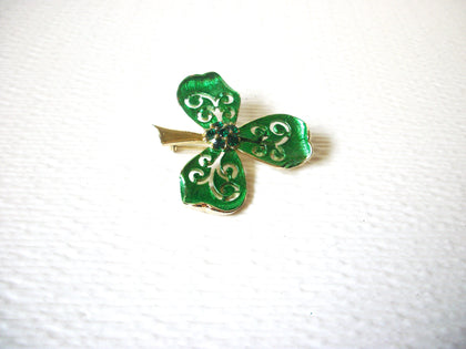 Shamrock Three Leaf Clover Rhinestone Brooch Pin 122520