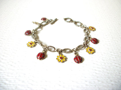 Ladybug Daisy Flower Chain Vintage Bracelet 122620