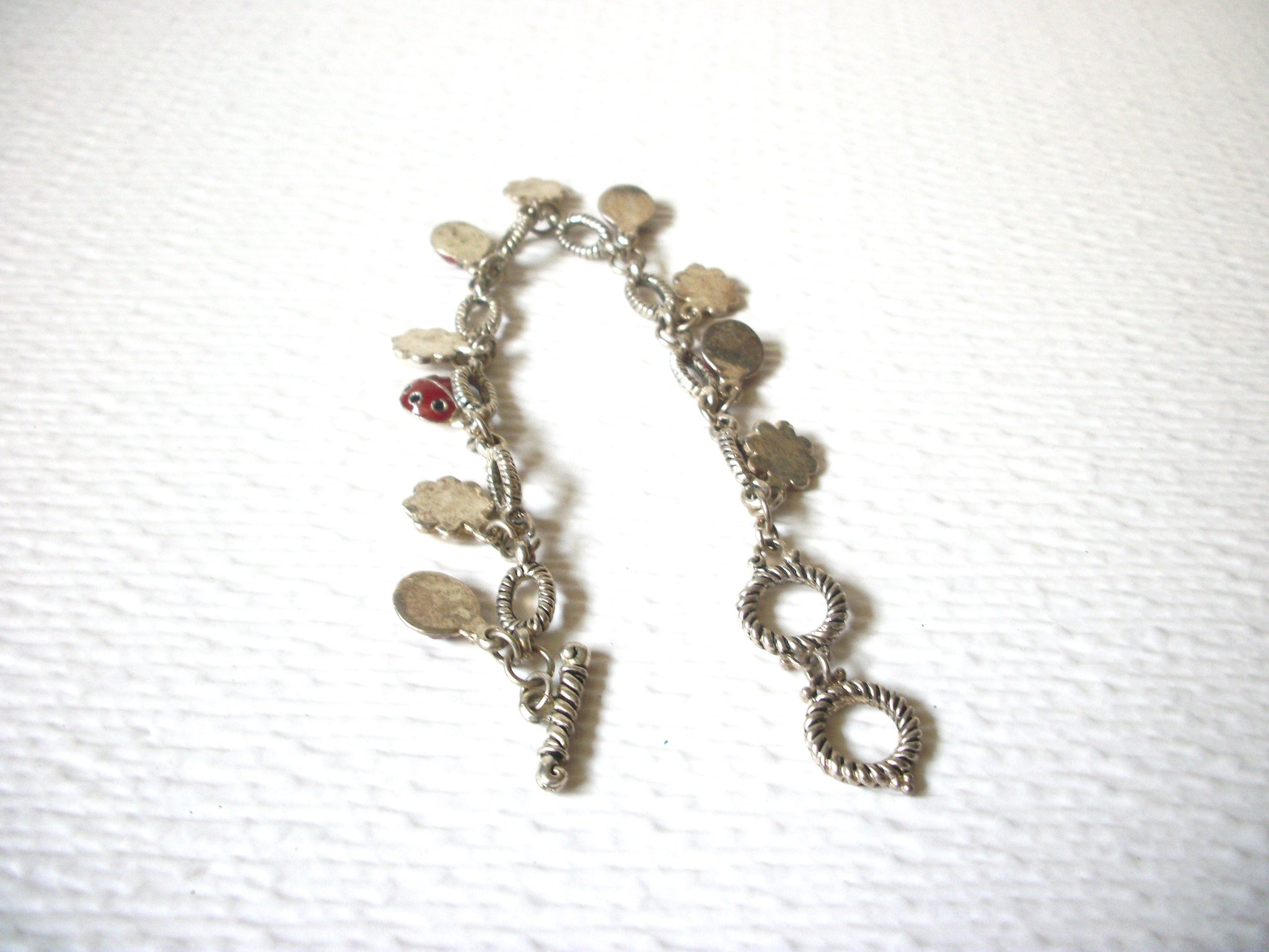 Ladybug Daisy Flower Chain Vintage Bracelet 122620