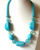 Retro Chunky Turquoise Blue Acrylic Necklace 122520