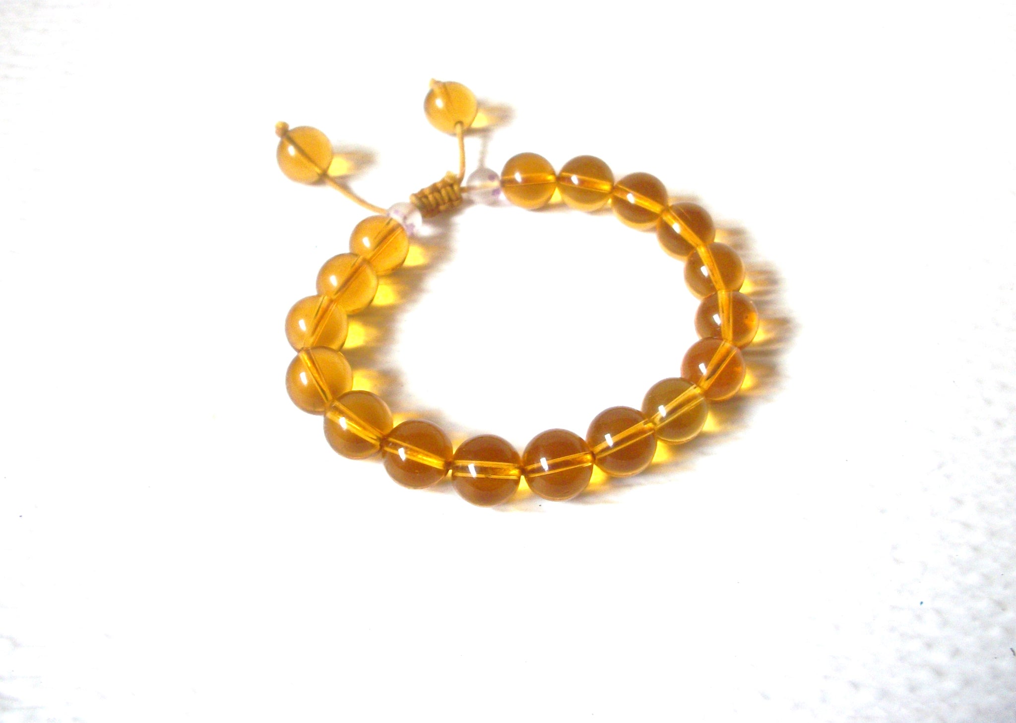 Bohemian Amber Gold Toned Glass Beads Bracelet 122520