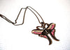 Copper Toned Rhinestone Butterfly Pendant Retro Necklace 122520