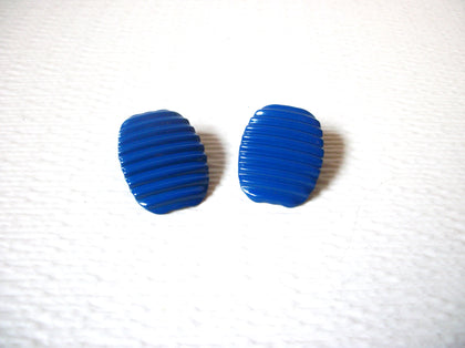 Retro Corrugated Blue Metal Earrings 122520
