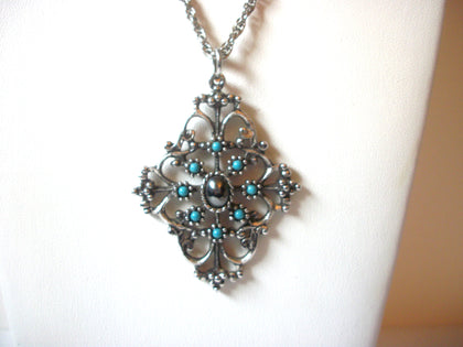 AVON Vintage Southwestern Silver Toned Floral Ornate Pendant Necklace 122520