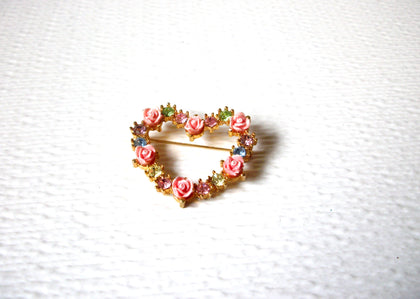 AVON Vintage Heart Rhinestone Brooch Pin 122620