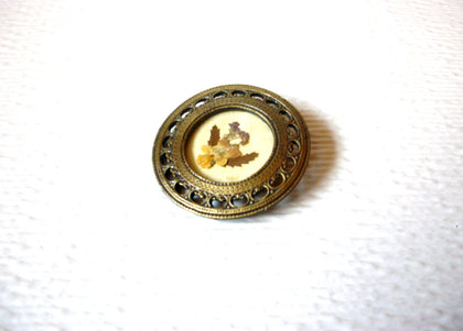 Brass Dried Flower Vintage Brooch Pin 122620