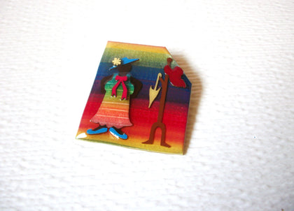 Vintage Lucinda Woman Pin Bold Colorful Chic Lady Designs By Lucinda 122620