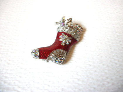 AB Crystals Christmas Stocking Brooch Pin 122620