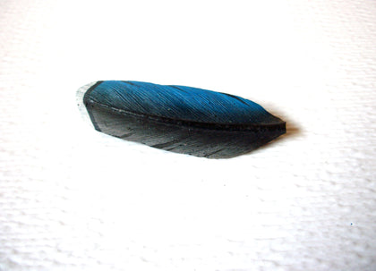 Hand Carved Hand Painted Feather Vintage Brooch Pin 122620