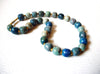 Vintage Blue Marbleized Pottery Stone 18 Inch Necklace 122720