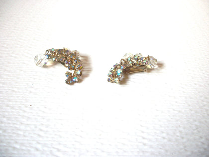 Vintage VOGUE Runway AB Crystal Clip On Earrings 122720