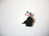 Vintage Black White Ceramic Cat Brooch Pin 122720