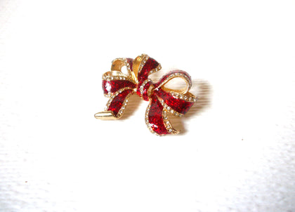 Festive Clear Rhinestone Ribbon Brooch Pin 122720