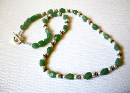 Aventurine Semi Precious Glass Pearl Necklace 122720