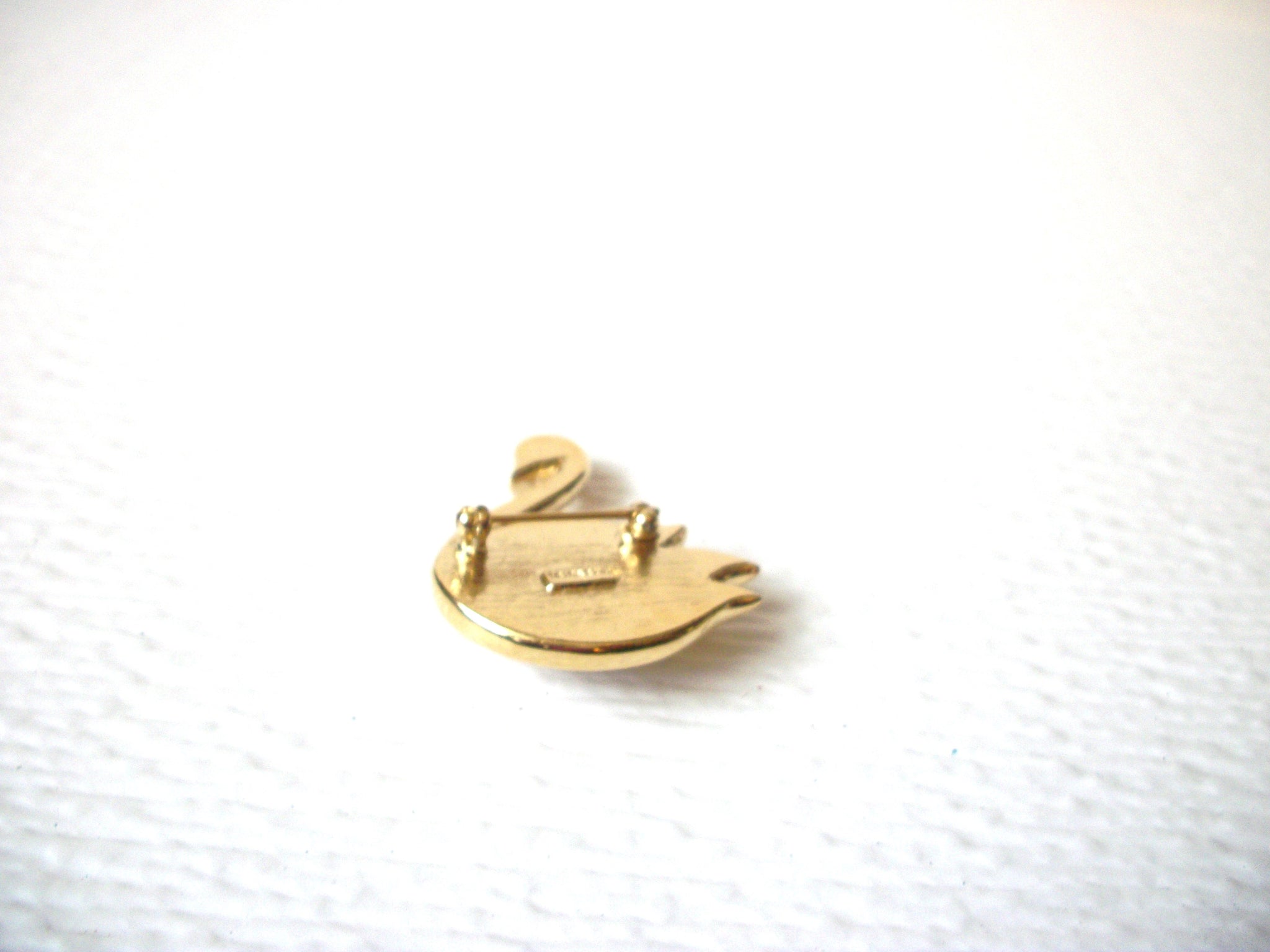 TRIFARI Gold Toned Swan Glass Pearl Brooch Pin 122720