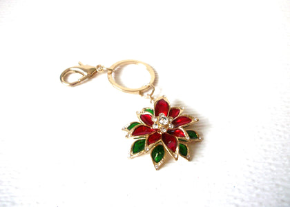 MONET Poinsettia Rhinestone Key Chain Ring 122720