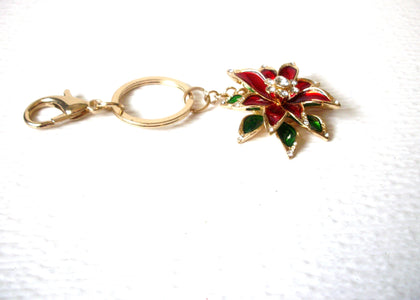 MONET Poinsettia Rhinestone Key Chain Ring 122720