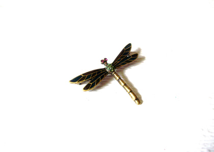 Vintage Rhinestone Dragonfly Brooch Pin 122720