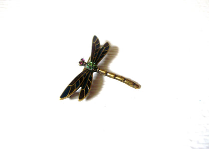 Vintage Rhinestone Dragonfly Brooch Pin 122720