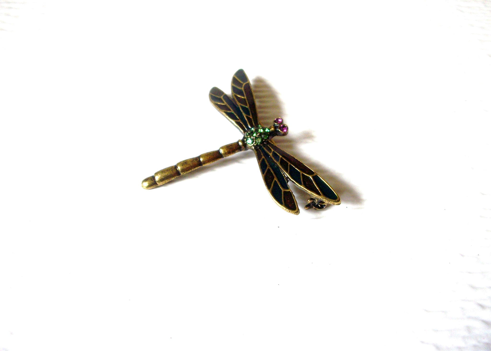 Vintage Rhinestone Dragonfly Brooch Pin 122720