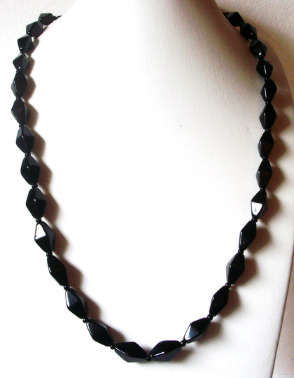 Black Czech Glass 24 Inch Necklace 122820