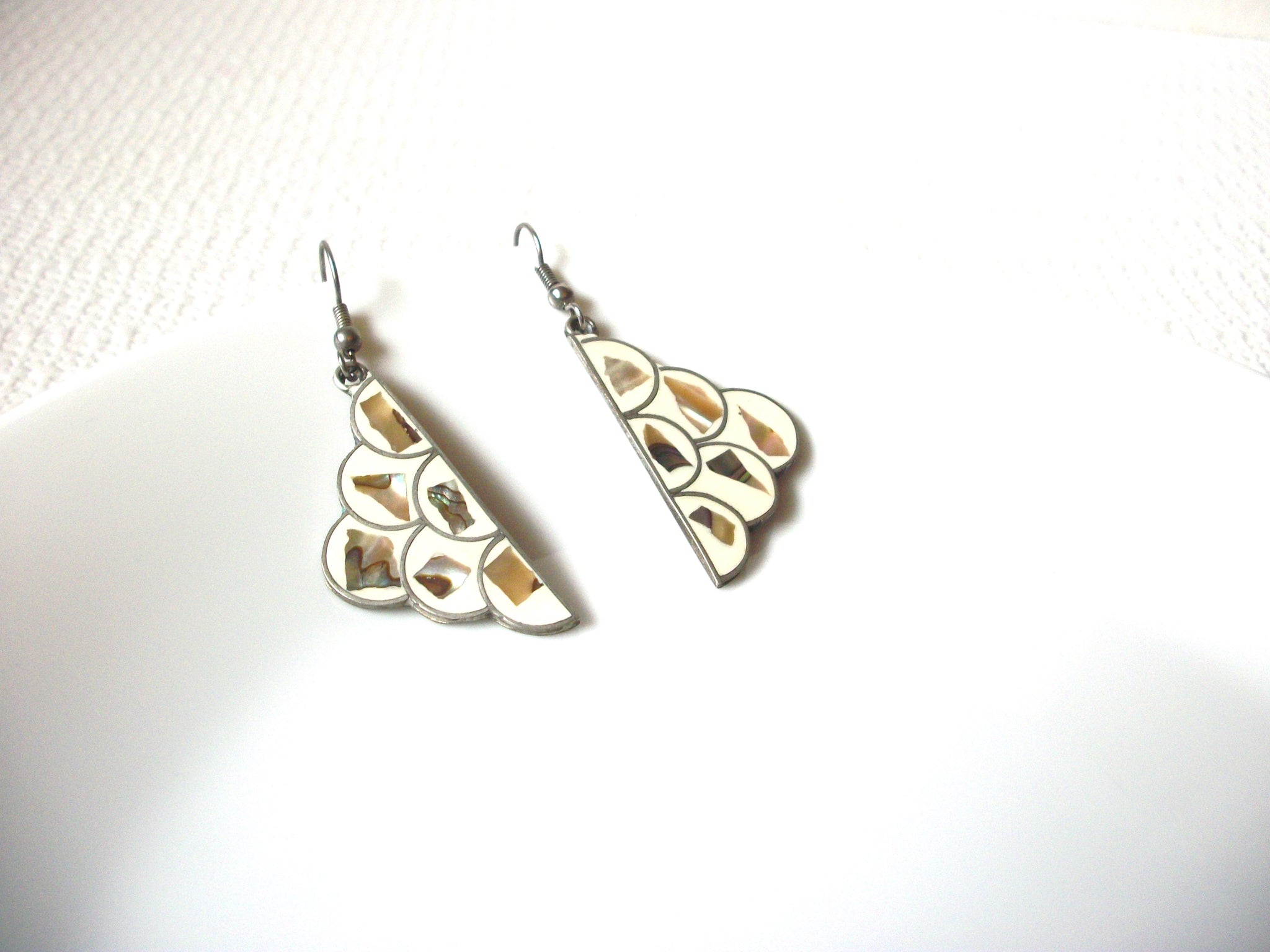 Vintage Mexico Alpaca Shell Earrings 101720