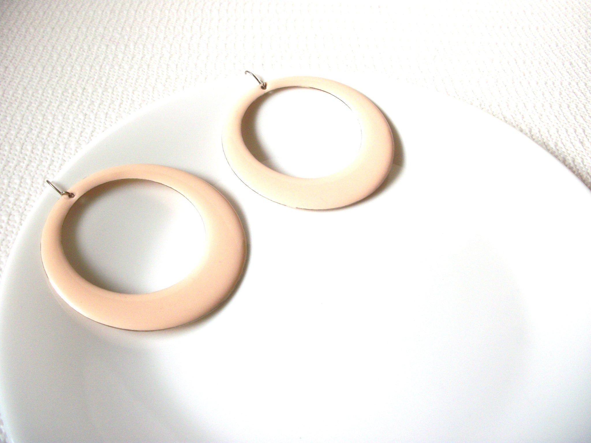 Long Retro Coral Pink Hoop Earrings 101720