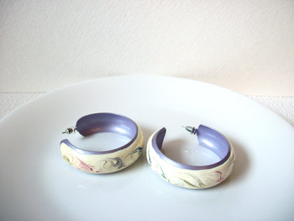 Vintage Hand Painted Lucite Large Hoop Earrings 101720