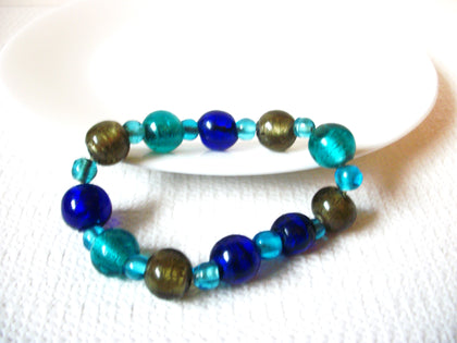 Vintage Colorful Green Blue Glass Bracelet 101720