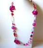 Retro Pink Silver Glass Shell Necklace 101820